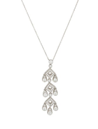 Tiffany & Co. Platinum Diamond Jazz Pagoda Pendant Necklace