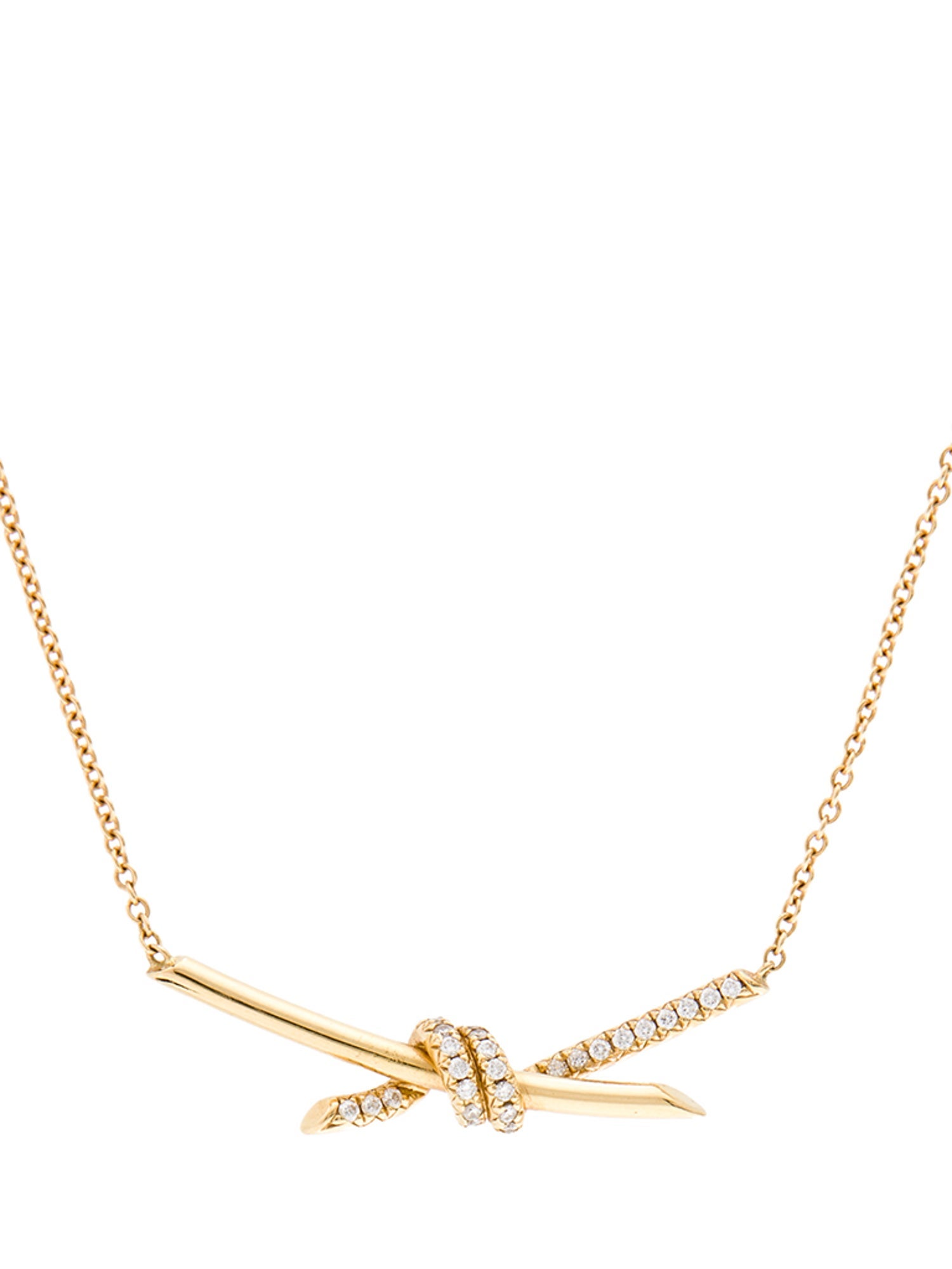 Tiffany & Co. 18K Diamond Knot Pendant Necklace