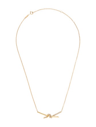 Tiffany & Co. 18K Diamond Knot Pendant Necklace