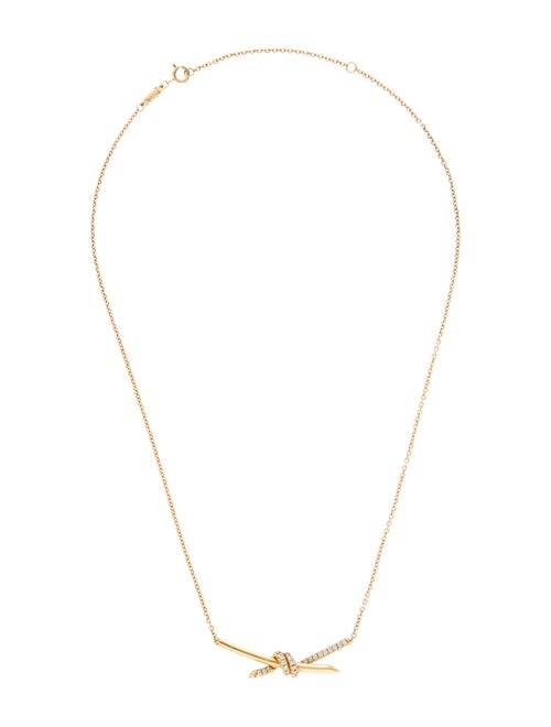 Tiffany & Co. 18K Diamond Knot Pendant Necklace