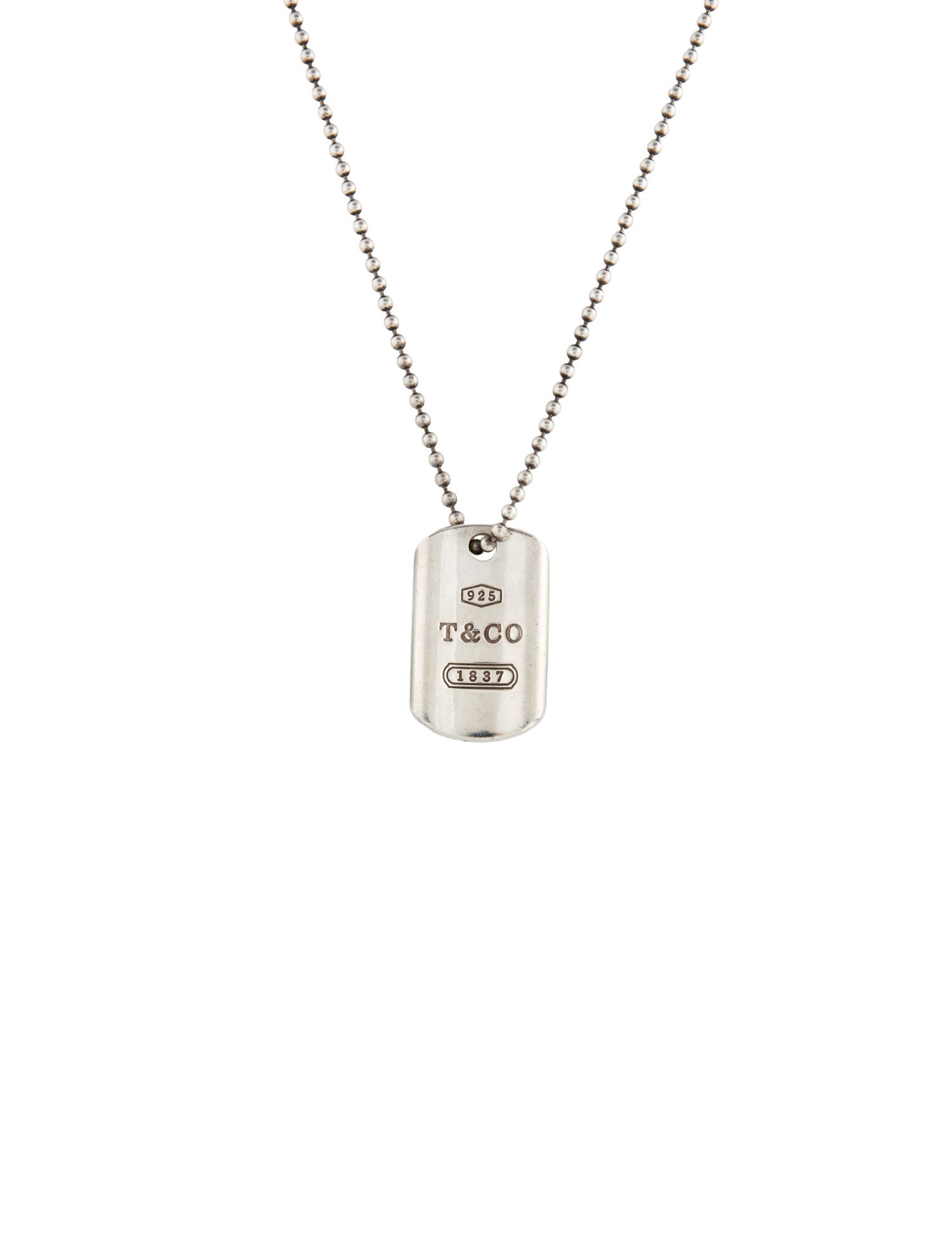 Tiffany & Co. 1837 Dog Tag Pendant Necklace