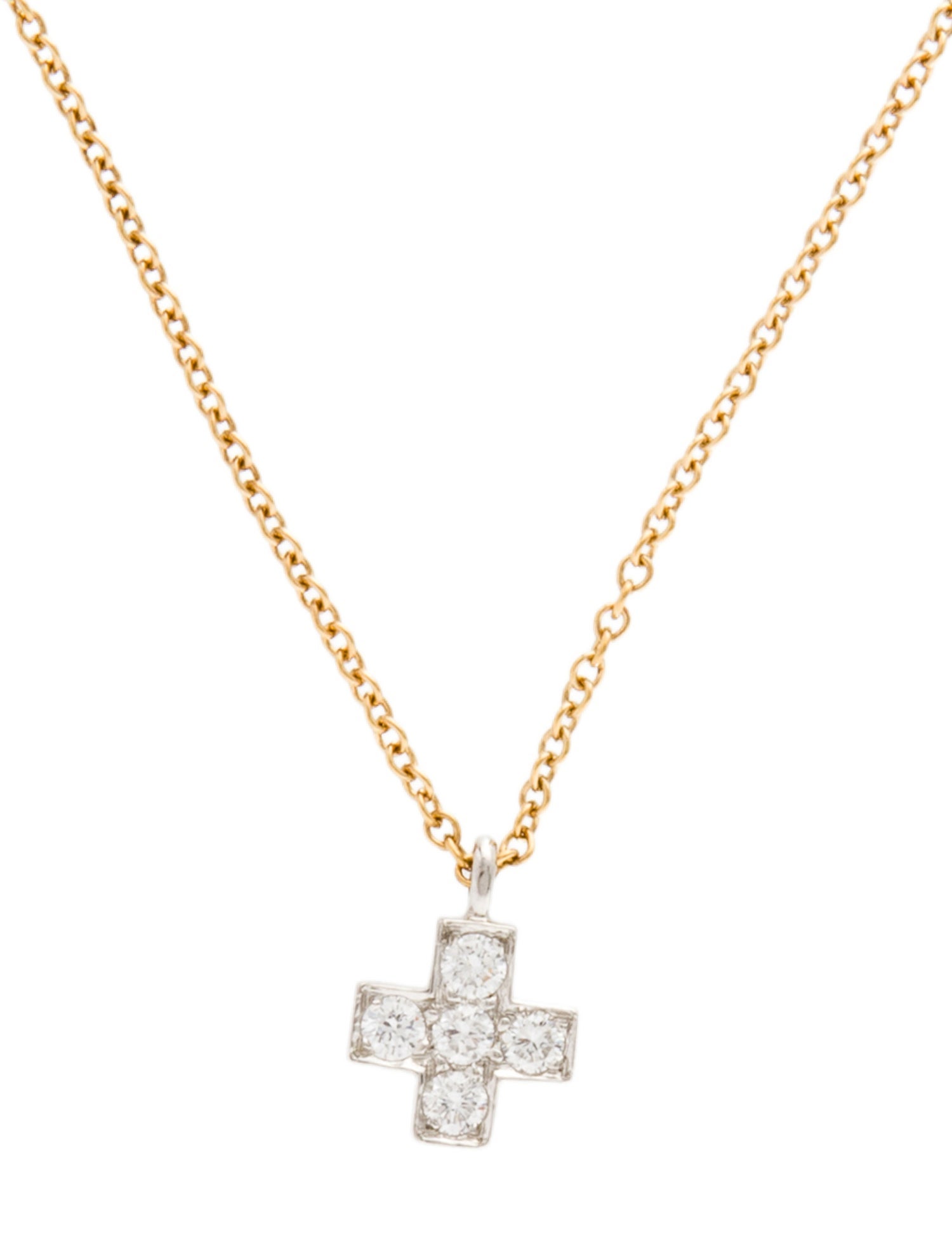Tiffany & Co. Diamond Mini Cruciform Cross Pendant Necklace
