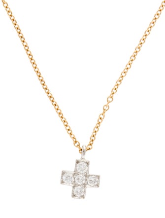 Tiffany & Co. Diamond Mini Cruciform Cross Pendant Necklace