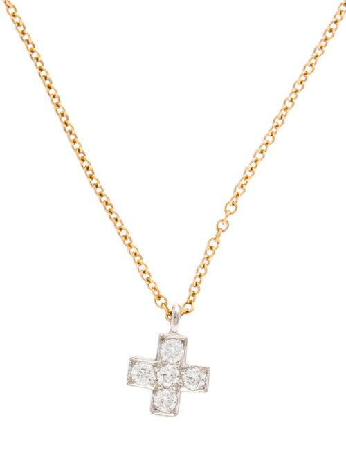 Tiffany & Co. Diamond Mini Cruciform Cross Pendant Necklace