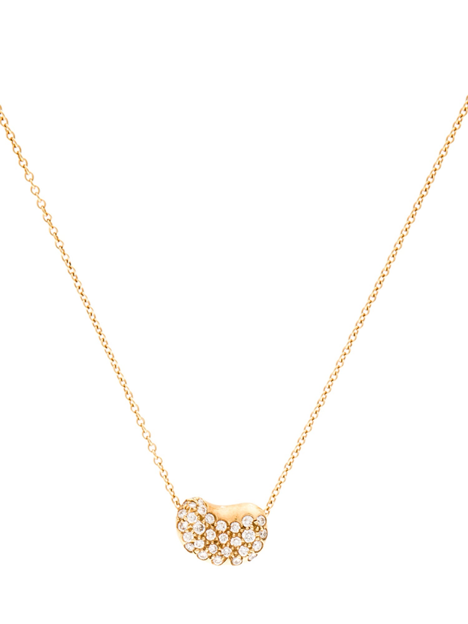 Tiffany & Co. Vintage 18K Diamond Bean Design Pendant Necklace