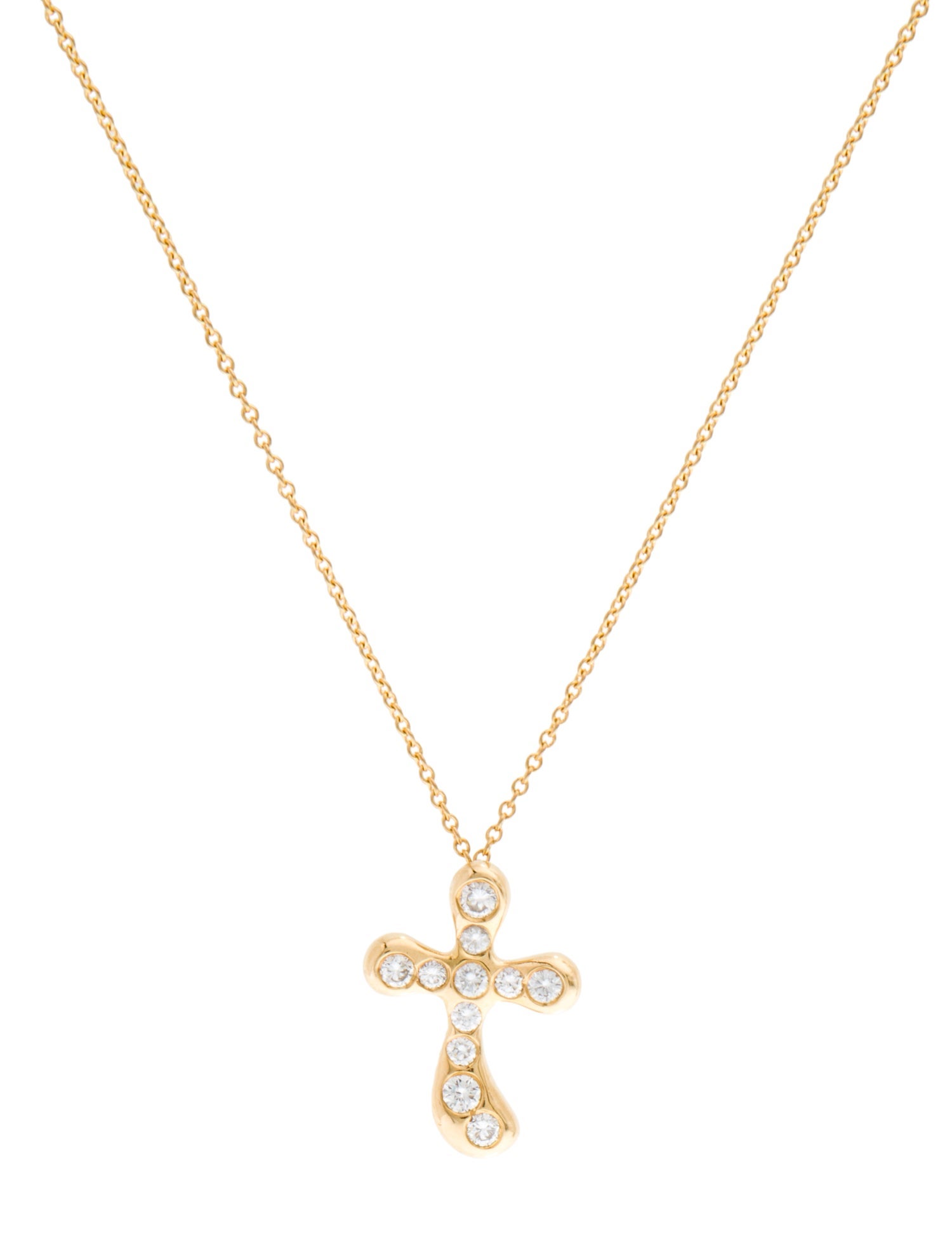 Tiffany & Co. 18K Diamond Cross Pendant Necklace