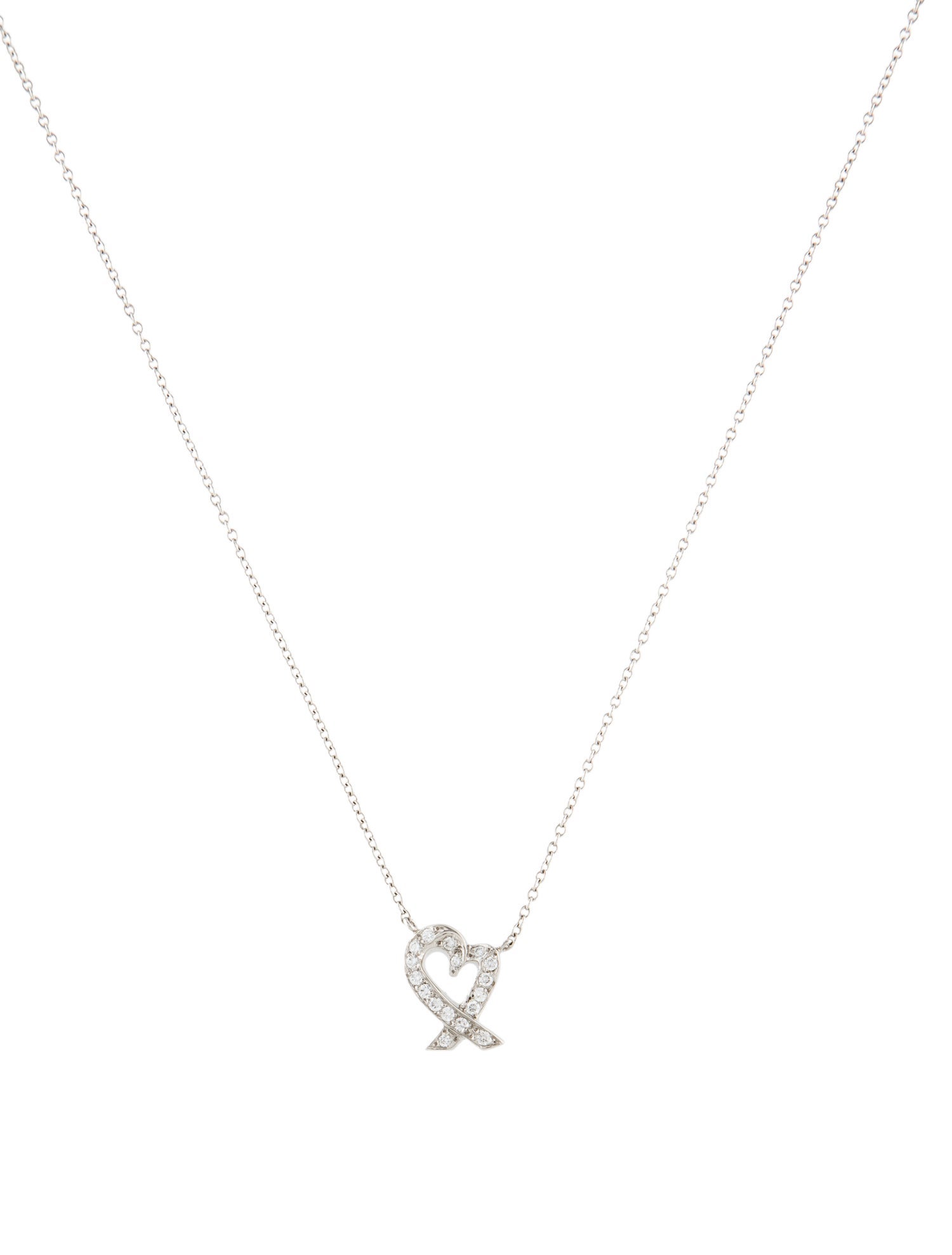 Tiffany & Co. Platinum Diamond Loving Heart Pendant Necklace