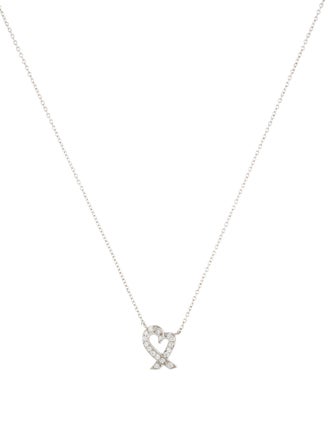 Tiffany & Co. Platinum Diamond Loving Heart Pendant Necklace