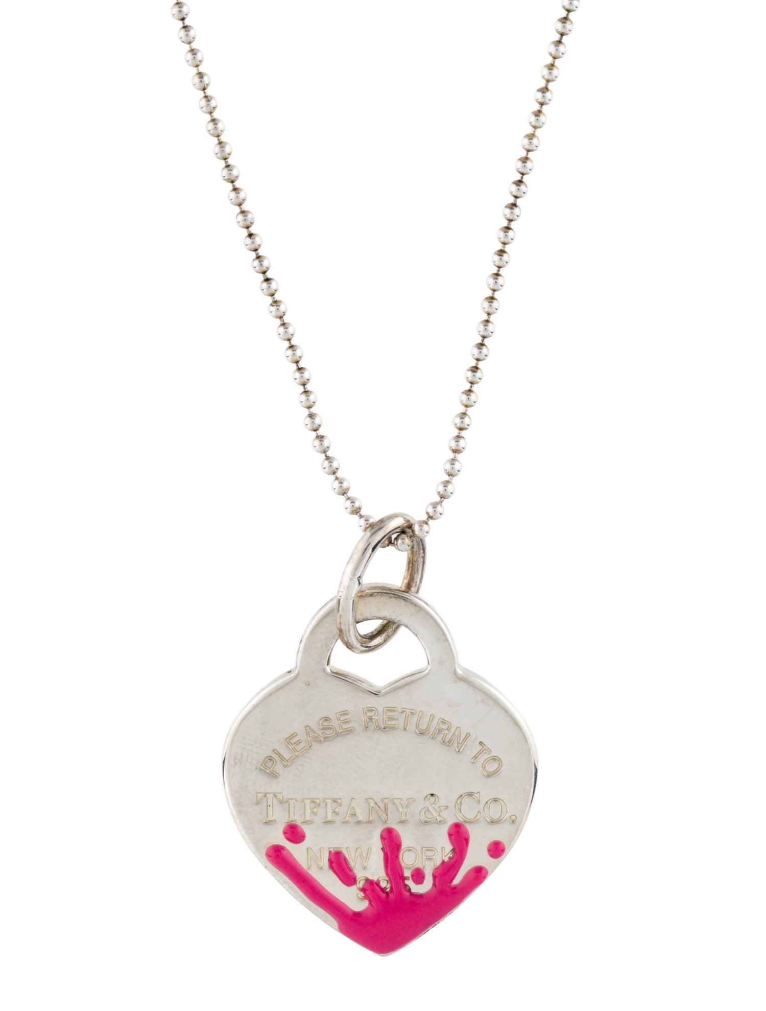 Tiffany & Co. Enamel Color Splash Heart Tag Pendant Necklace