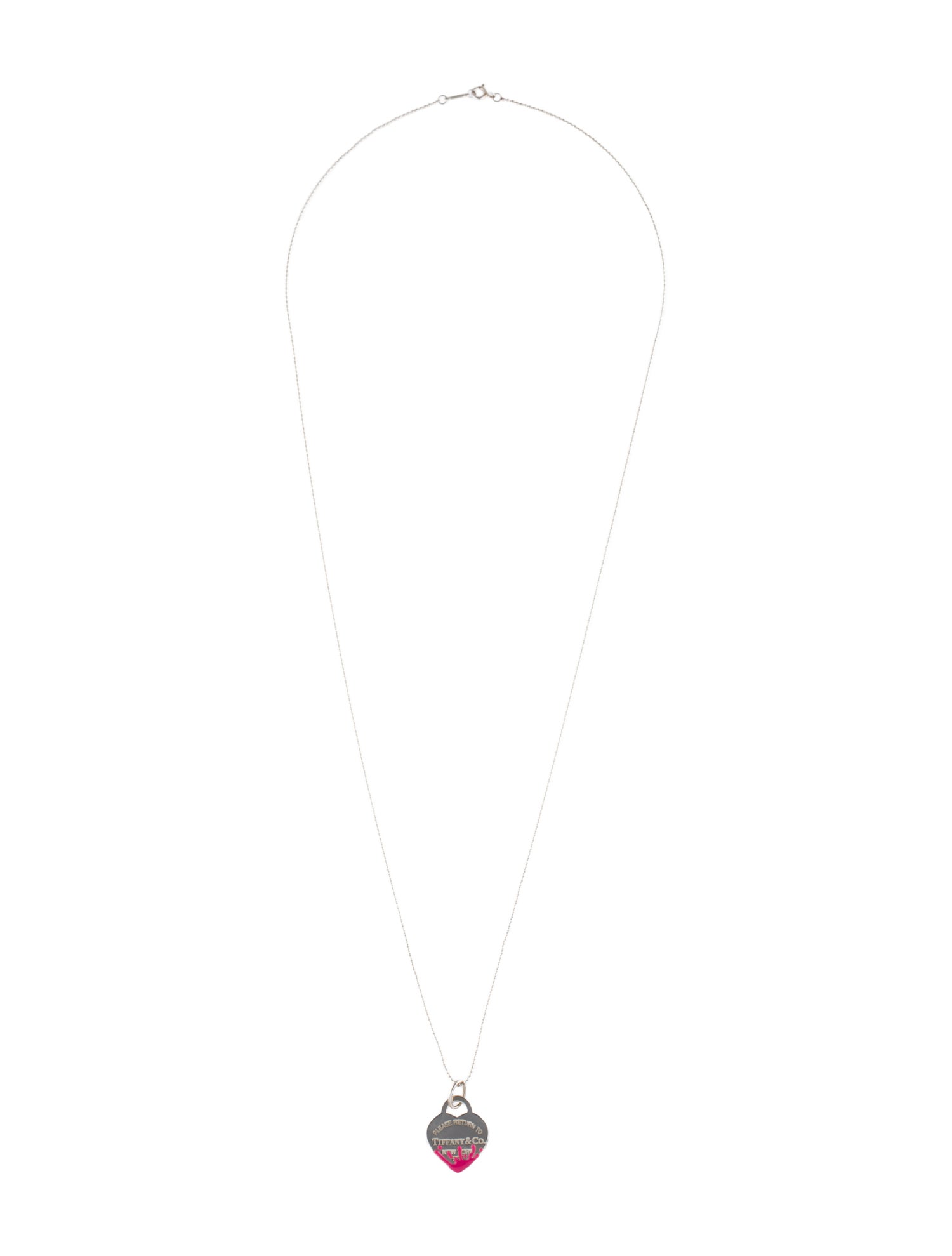 Tiffany & Co. Enamel Color Splash Heart Tag Pendant Necklace