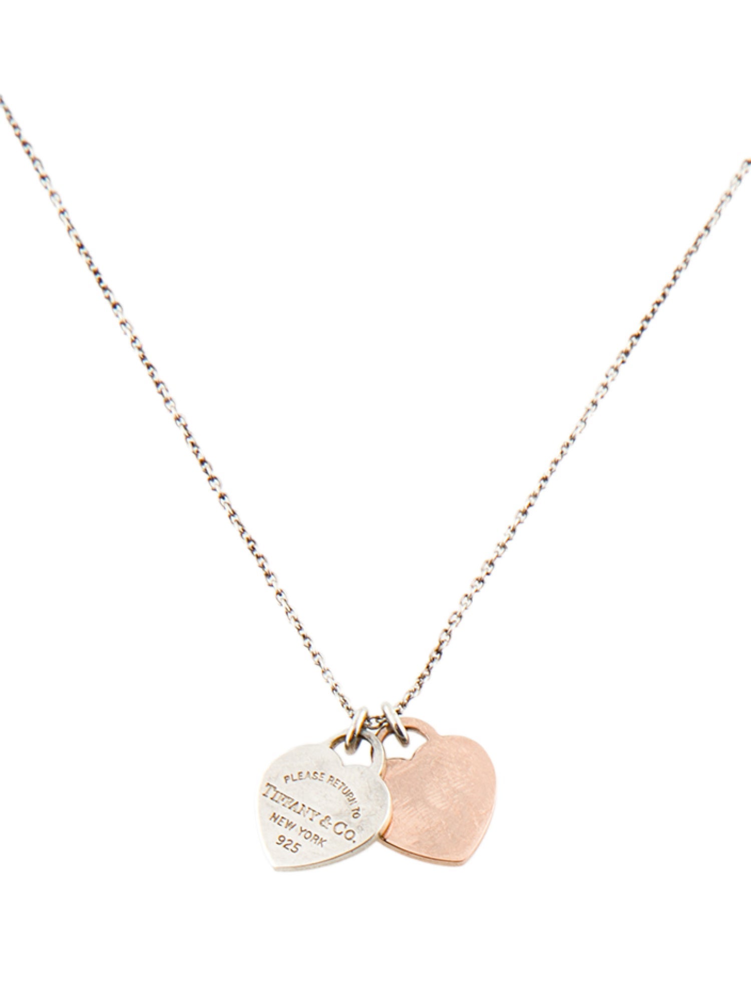 Tiffany & Co. Mini Double Heart Tag Pendant Necklace