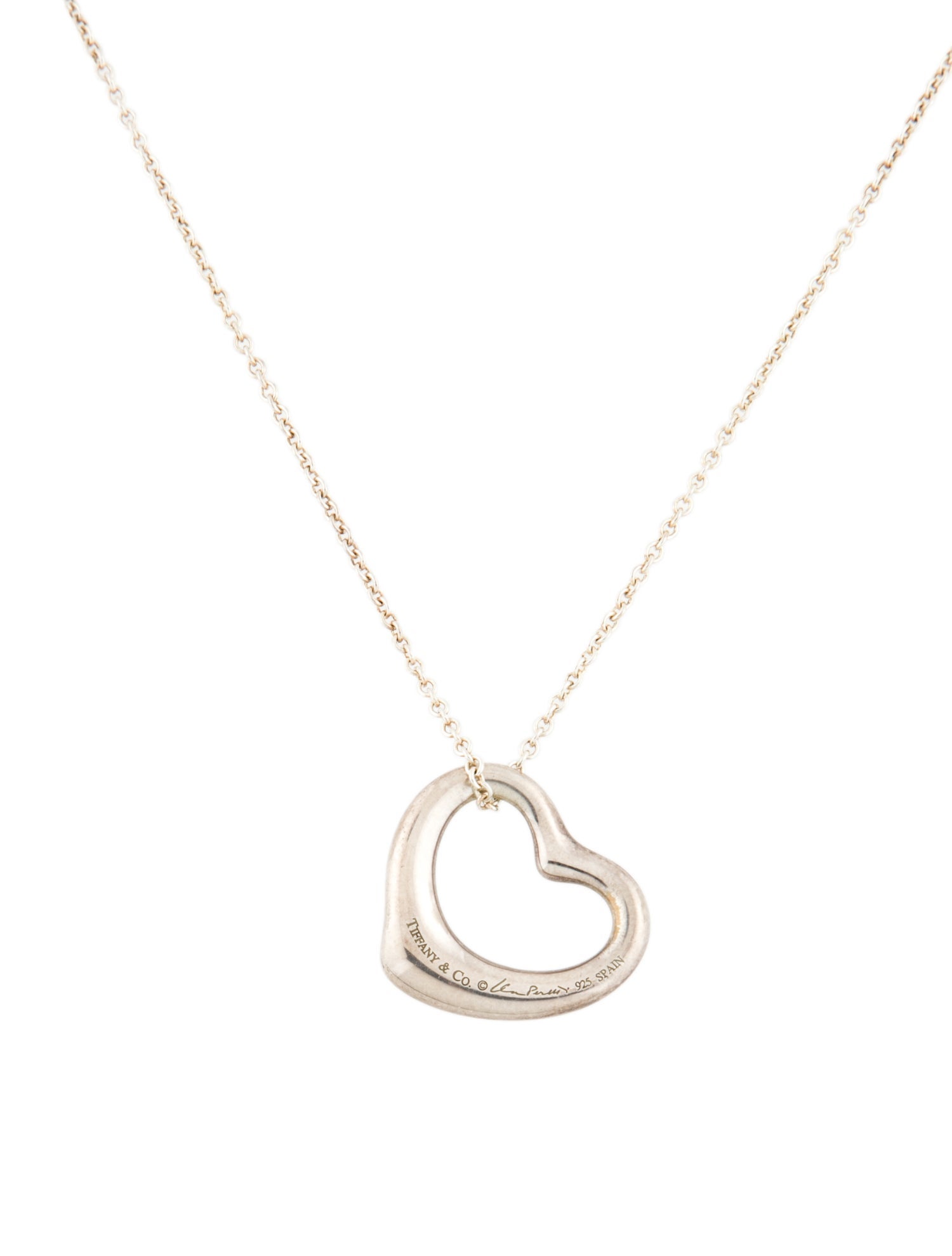 Tiffany & Co. Diamond Open Heart Pendant Necklace
