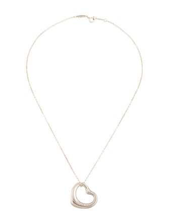 Tiffany & Co. Diamond Open Heart Pendant Necklace