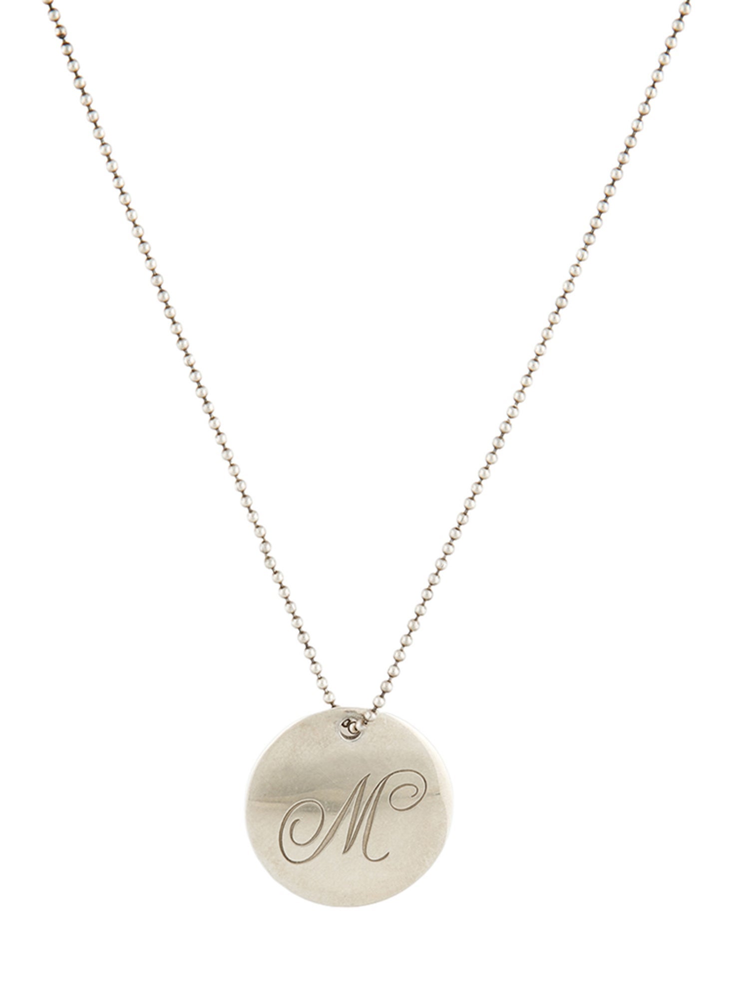 Tiffany & Co. Letter 'M' Round Pendant Necklace