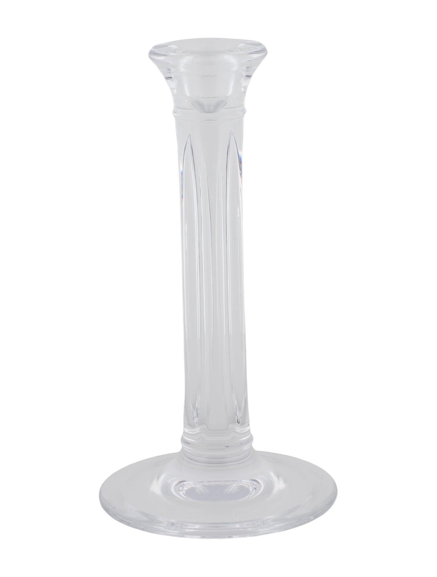 Tiffany & Co. Crystal Fluted Hampton Column Pair Of 8.5" Candle Holders Set