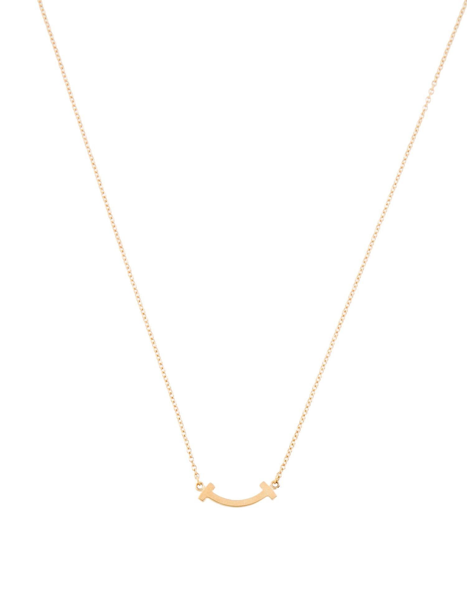 Tiffany & Co. 18K Tiffany T Mini Smile Pendant Necklace