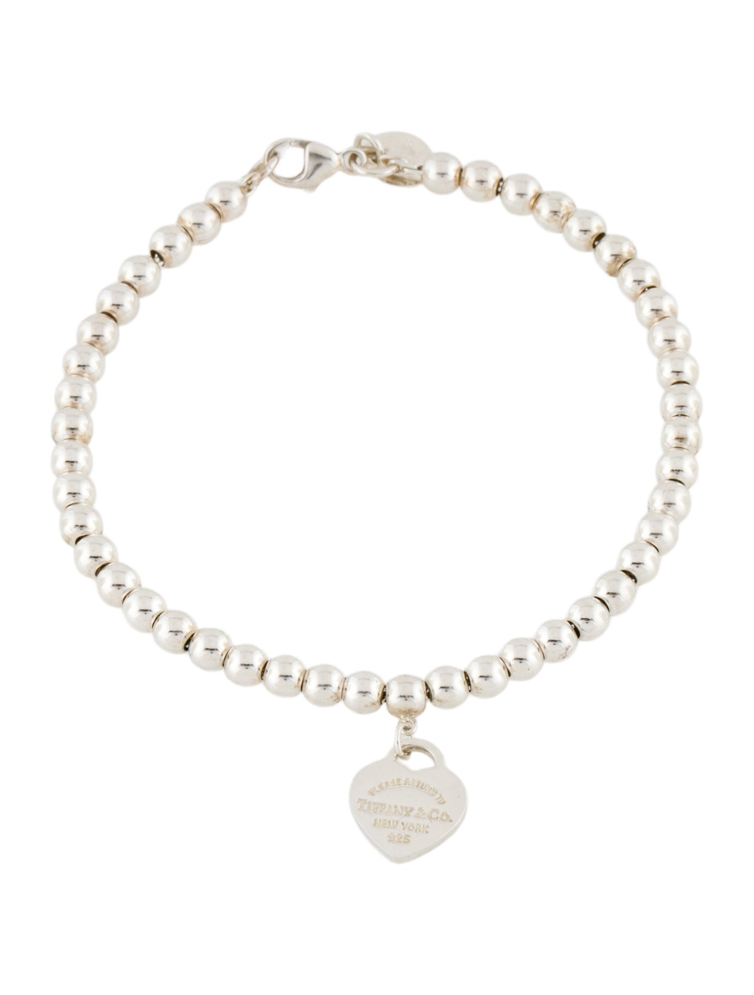 Tiffany & Co. Enamel Tiffany Blue Heart Tag Bead Bracelet, 4mm