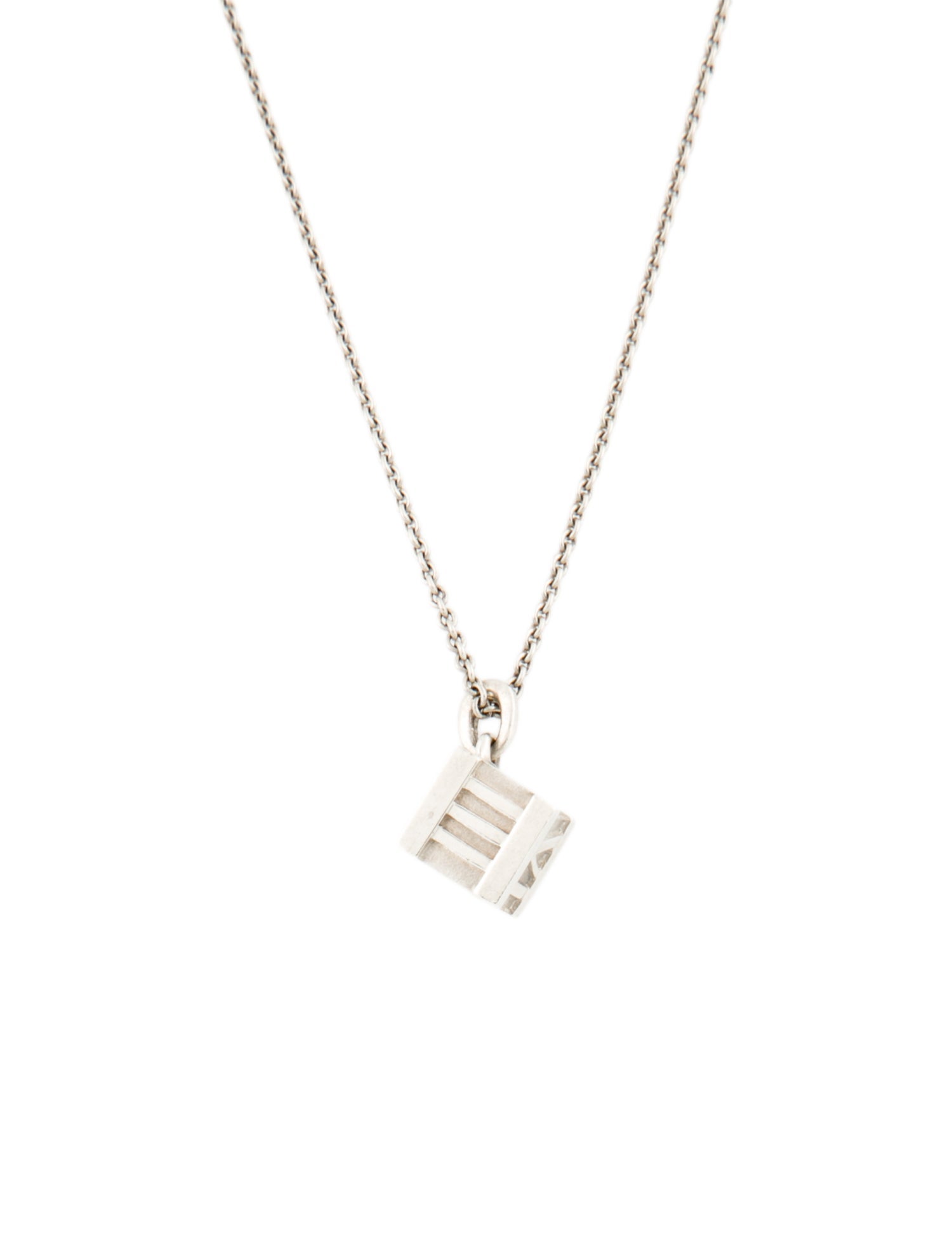 Tiffany & Co. Atlas Cube Pendant Necklace