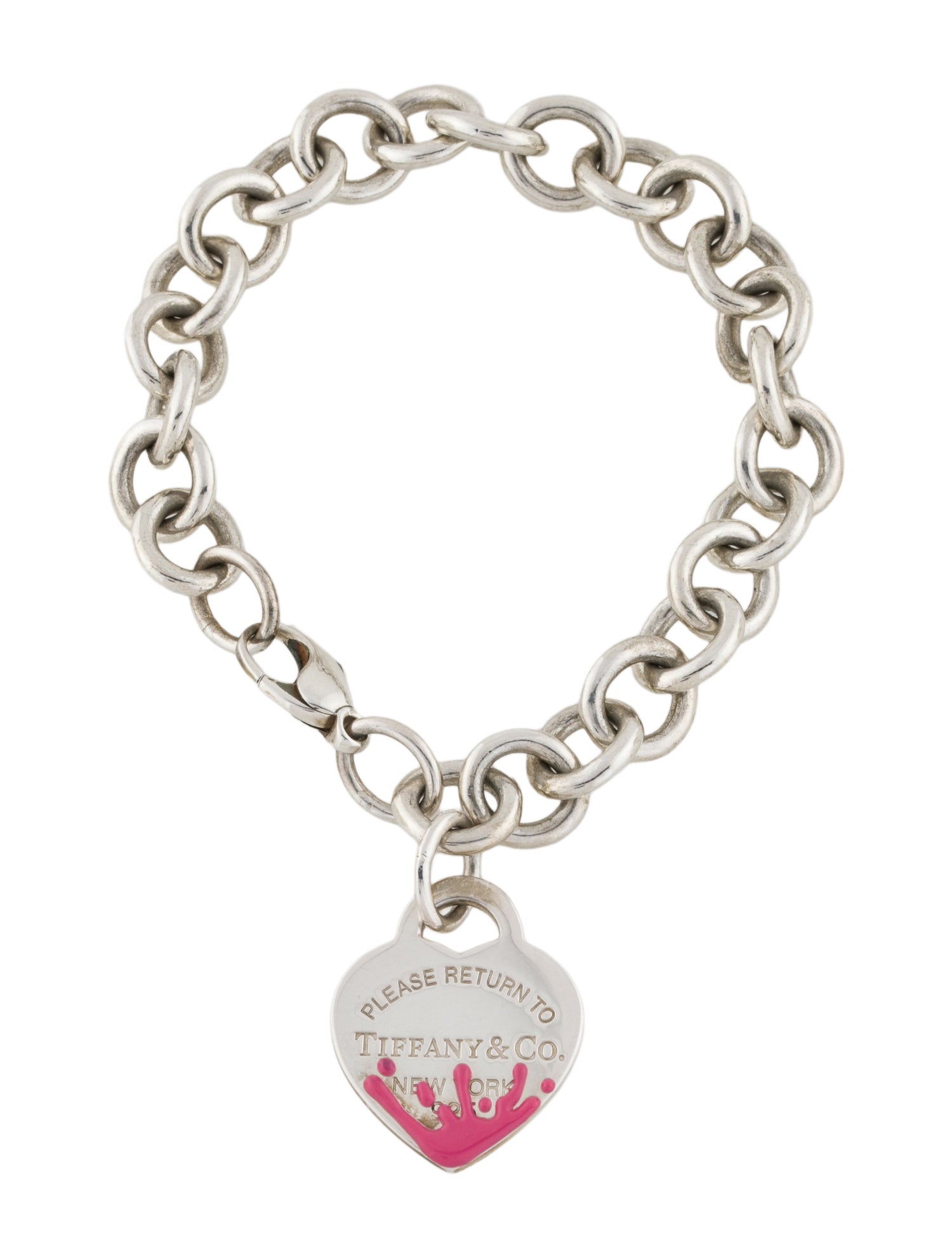 Tiffany & Co. Enamel Color Splash Heart Tag Charm Bracelet