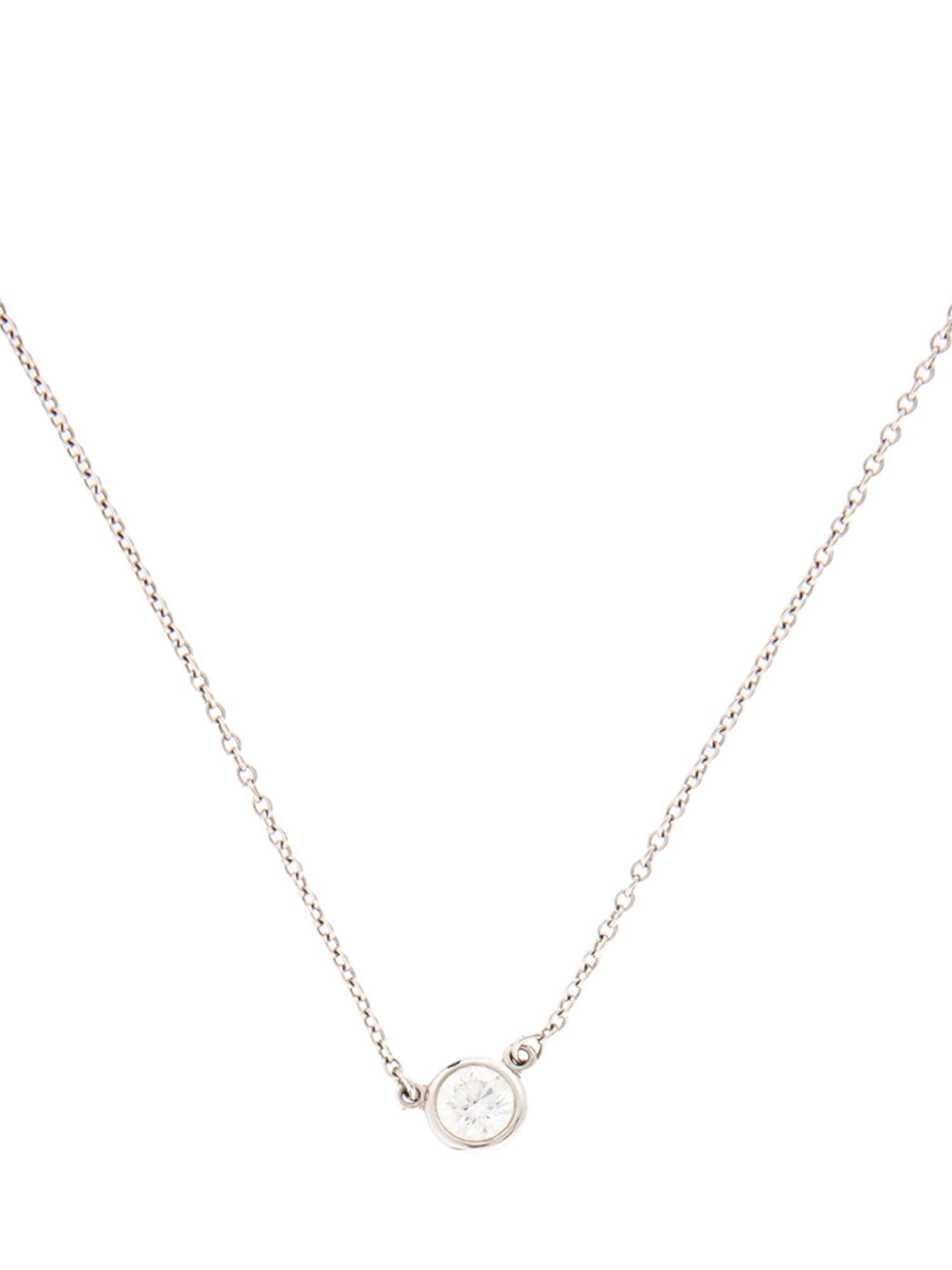 Tiffany & Co. Platinum Diamond by the Yard Single Diamond Pendant Necklace