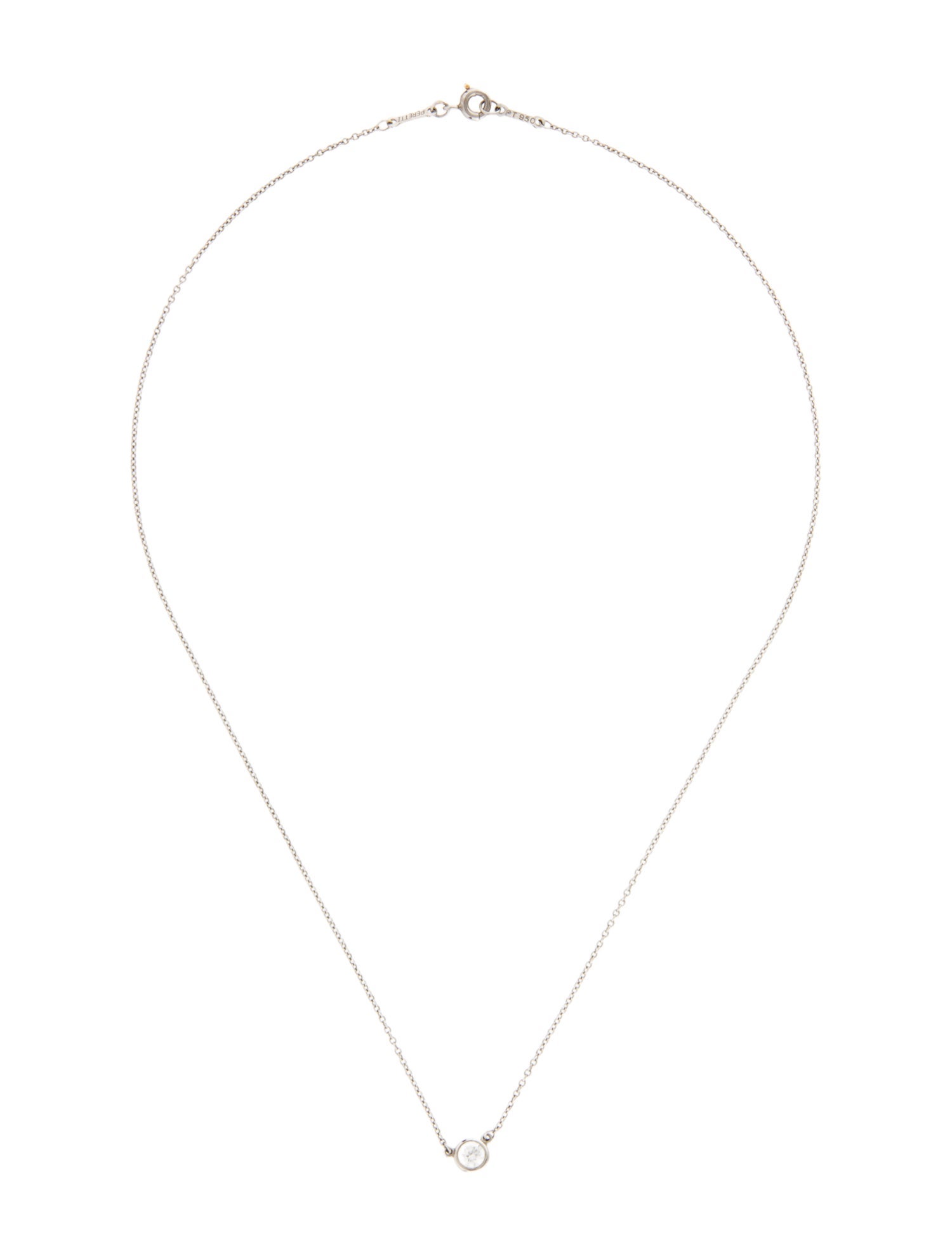 Tiffany & Co. Platinum Diamond by the Yard Single Diamond Pendant Necklace