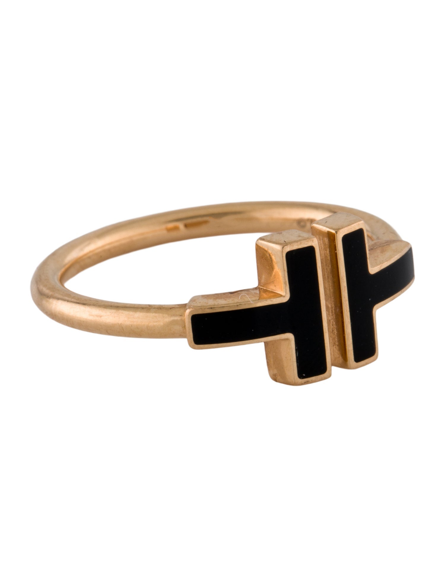 Tiffany & Co. 18K Onyx T Wire Ring