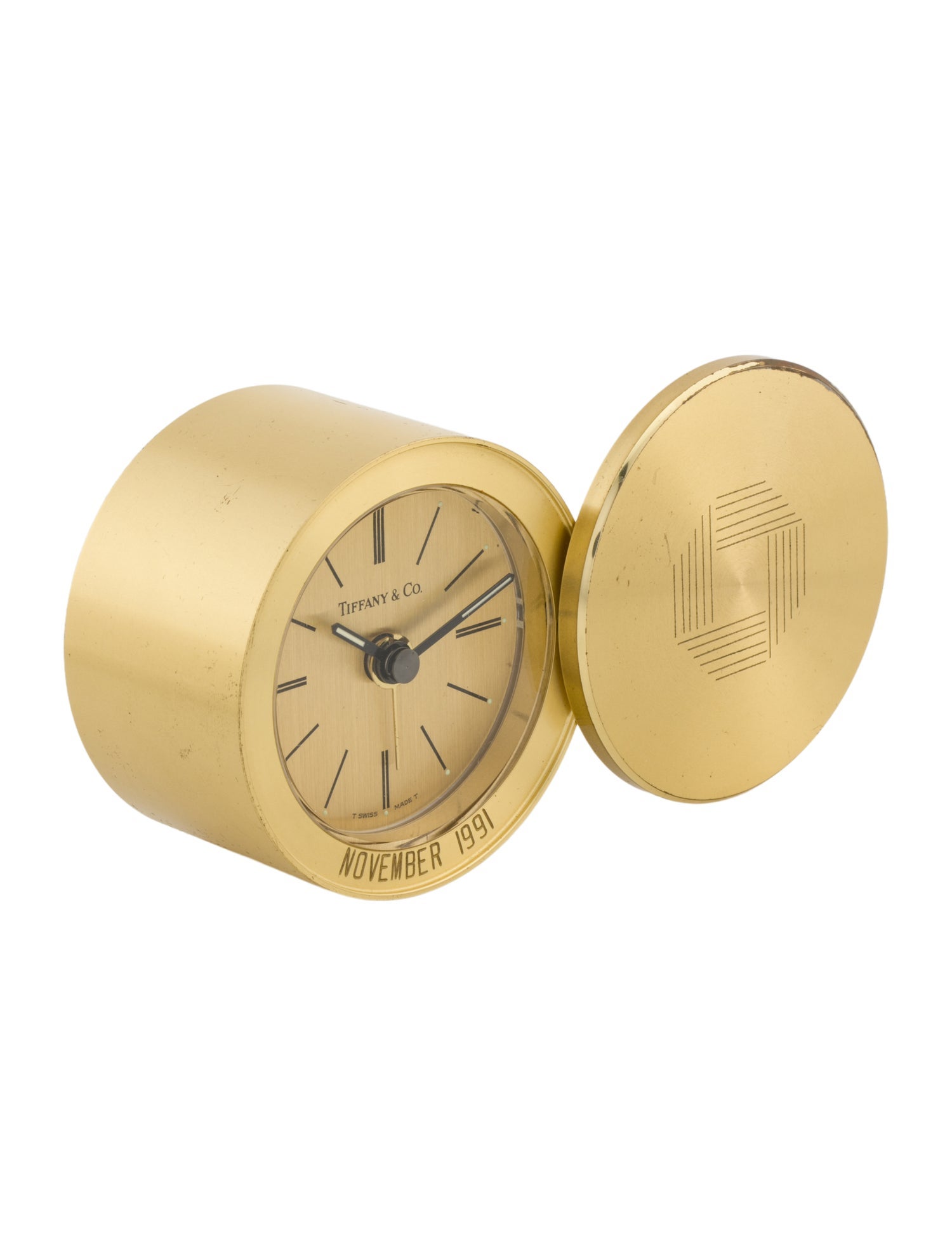 Tiffany & Co. Brass Swivel Travel Alarm Clock