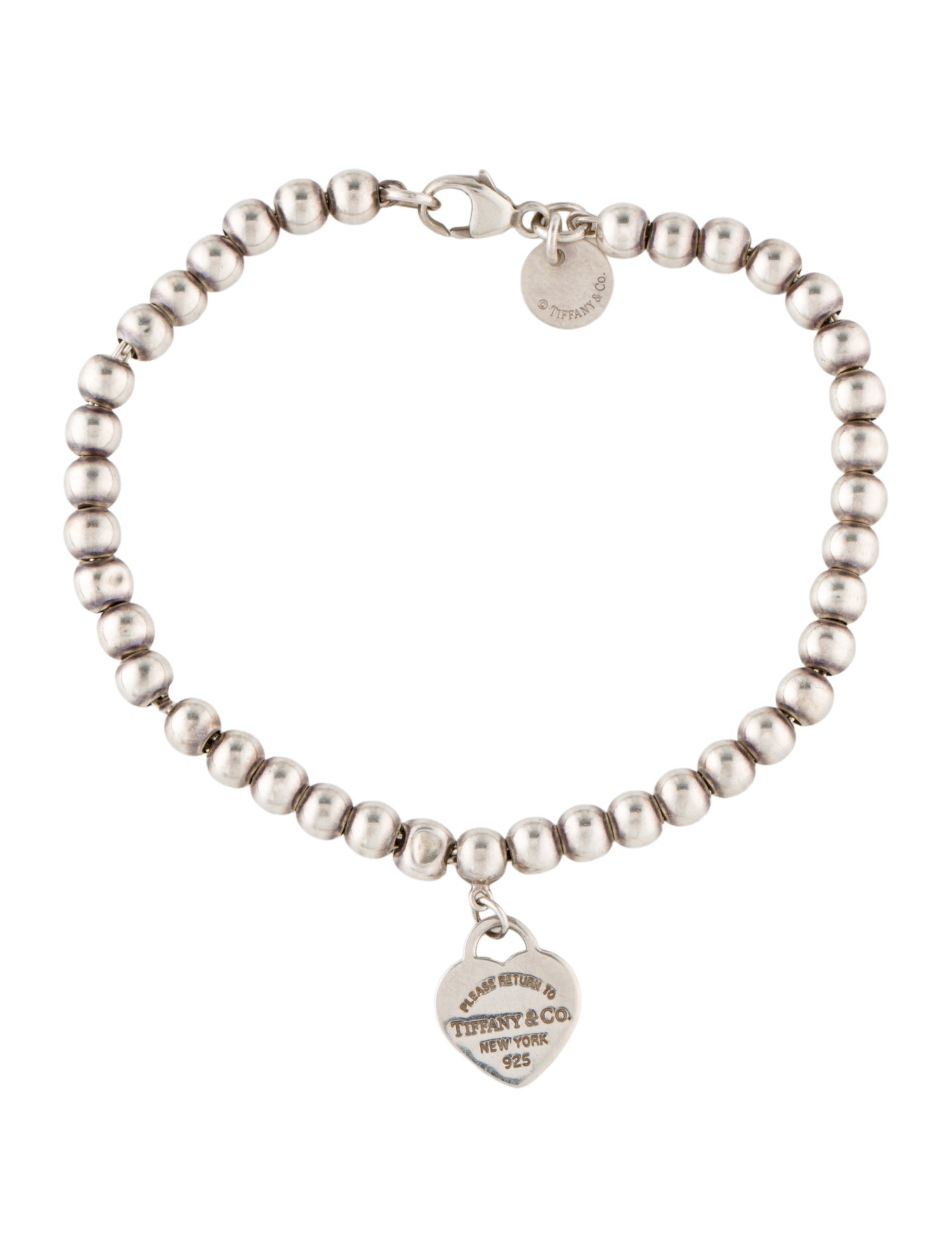 Tiffany & Co. Enamel Heart Tag Bead Bracelet