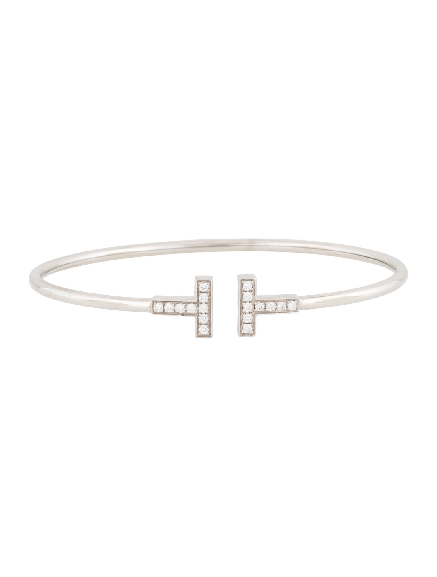 Tiffany & Co. 18K Diamond T Wire Cuff Bracelet