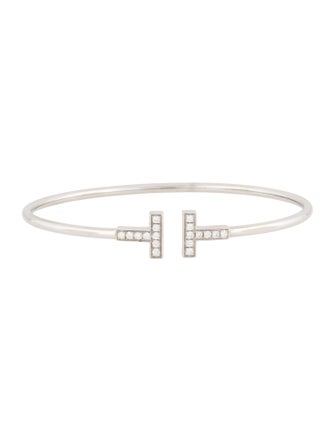 Tiffany & Co. 18K Diamond T Wire Cuff Bracelet