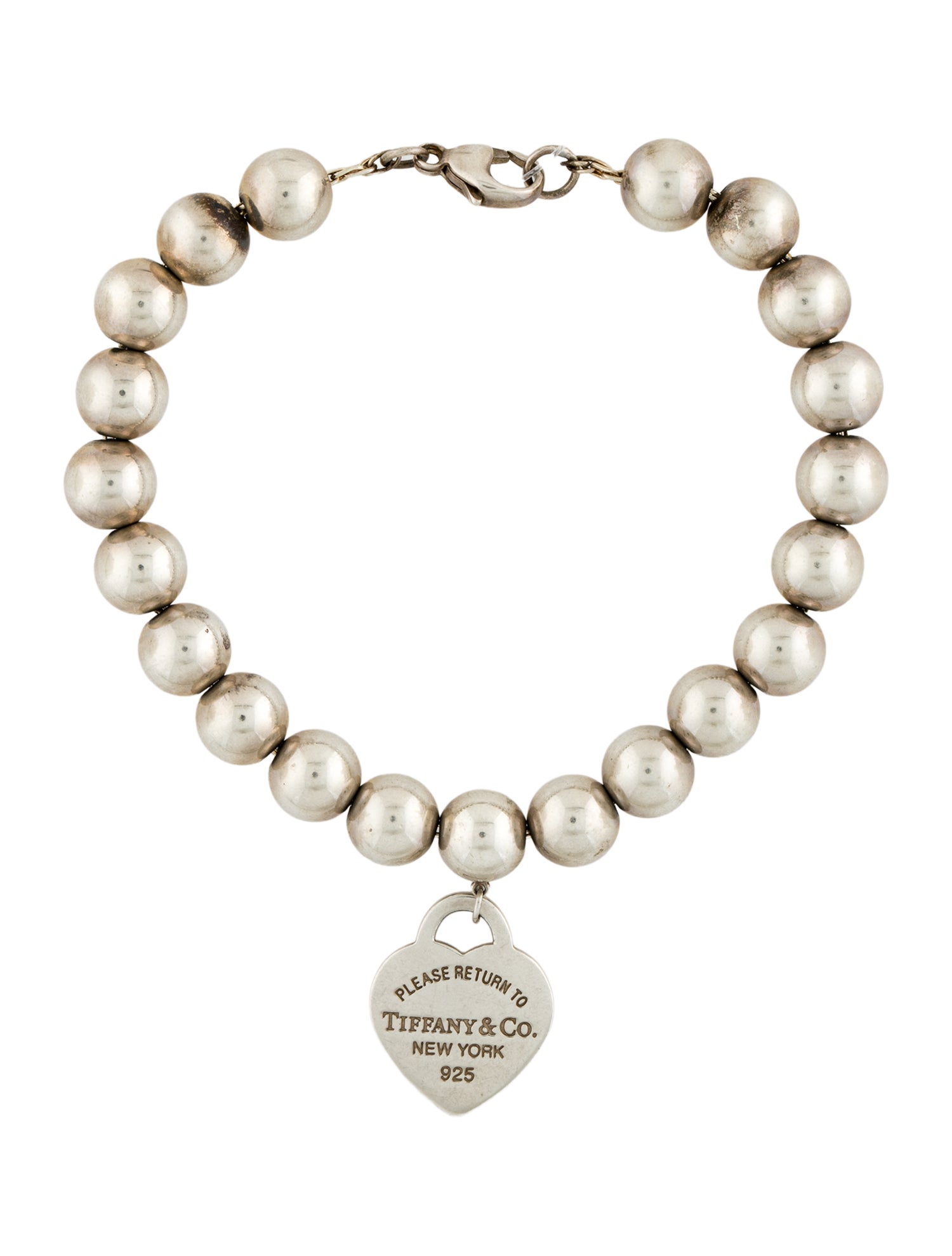 Tiffany & Co. Enamel Heart Tag Bead Bracelet