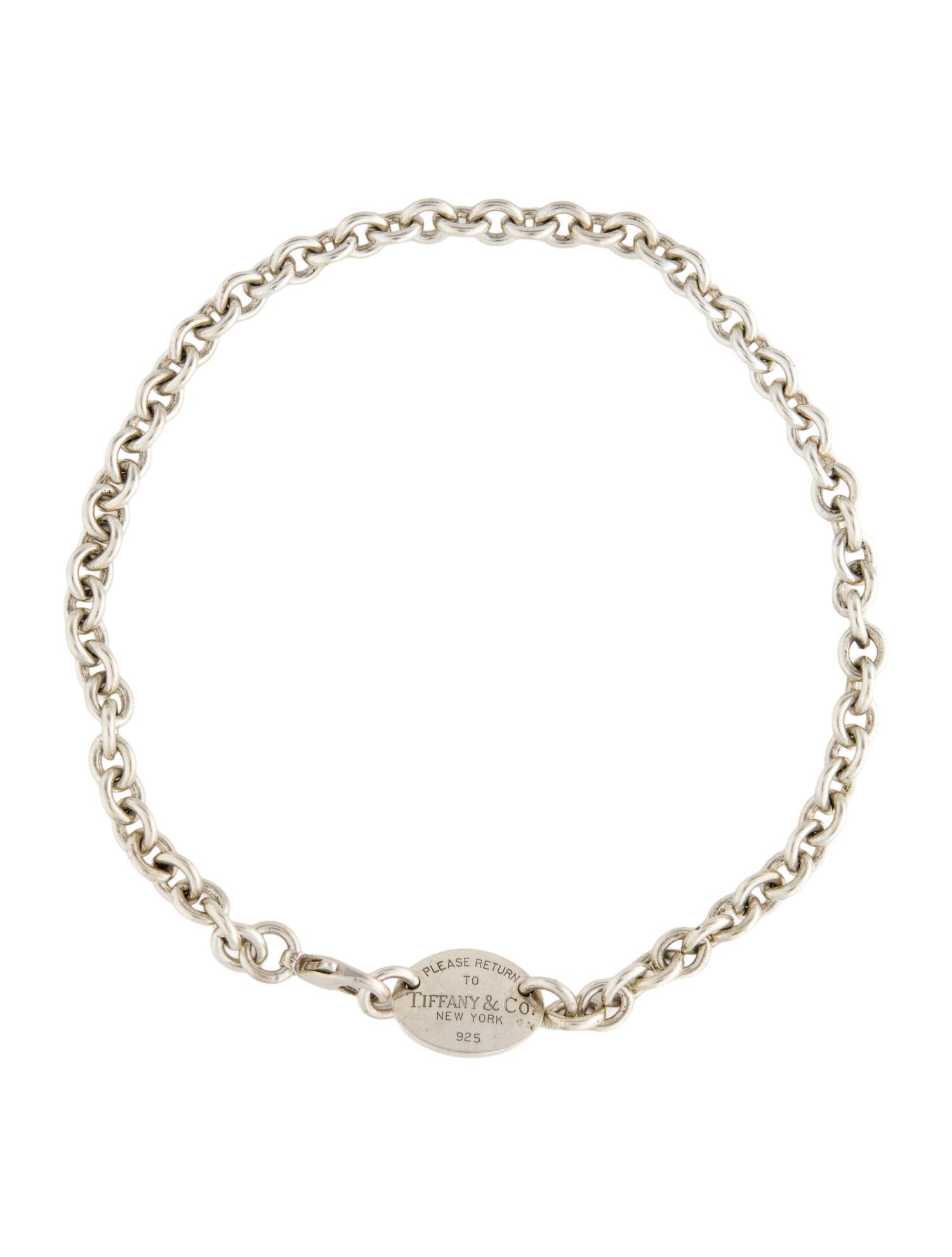 Tiffany & Co. Oval Tag Chain Link Choker Necklace