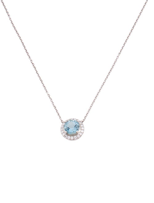 Tiffany & Co. Platinum Aquamarine & Diamond Pendant Necklace