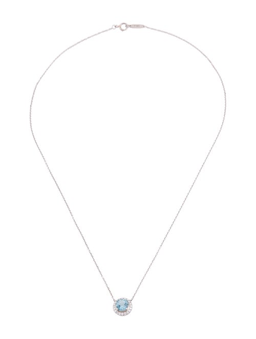 Tiffany & Co. Platinum Aquamarine & Diamond Pendant Necklace
