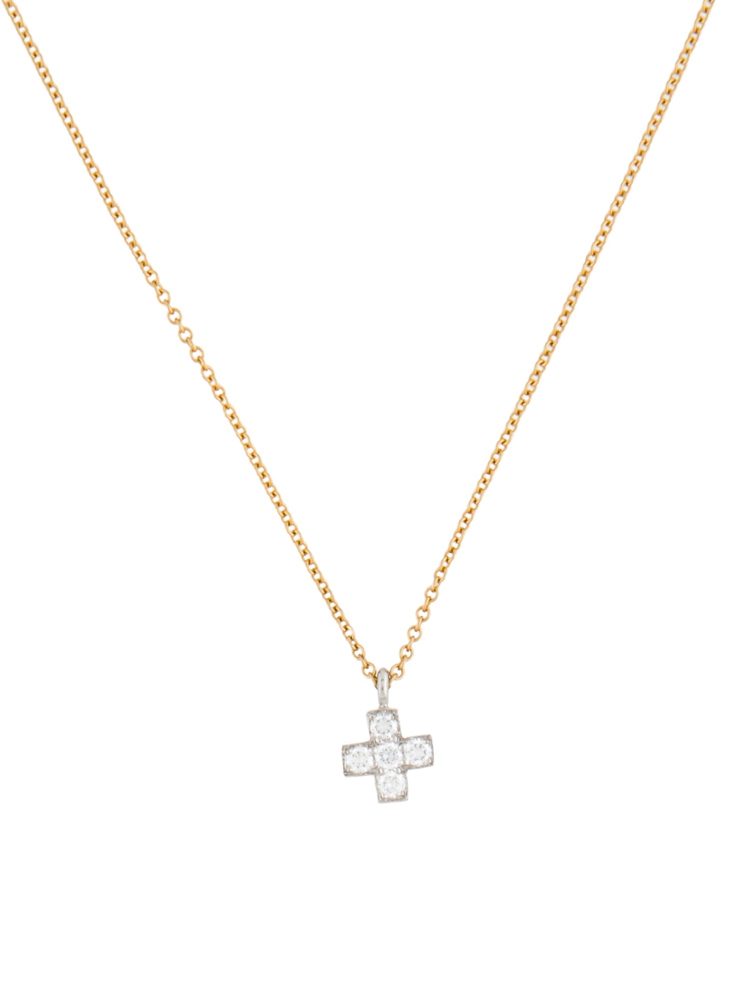 Tiffany & Co. Diamond Mini Cruciform Cross Pendant Necklace