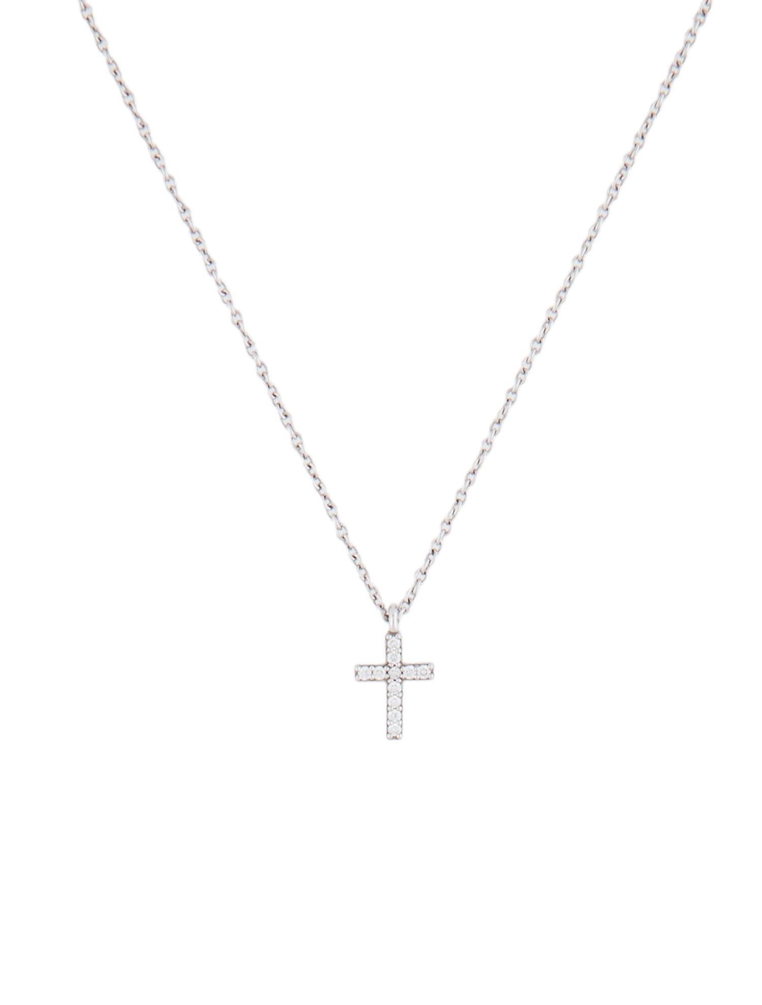 Tiffany & Co. 18K Diamond Mini Cross Pendant Necklace