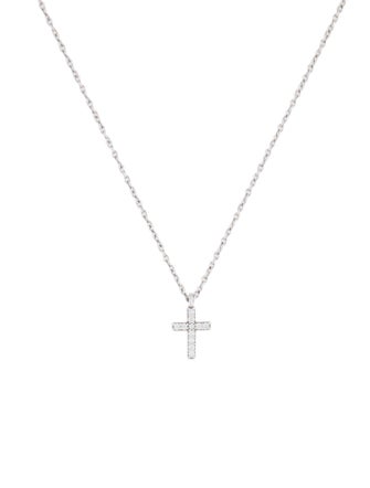 Tiffany & Co. 18K Diamond Mini Cross Pendant Necklace