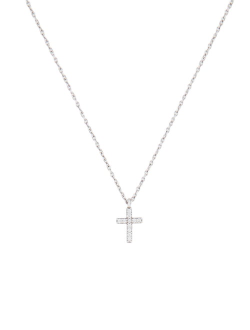 Tiffany & Co. 18K Diamond Mini Cross Pendant Necklace