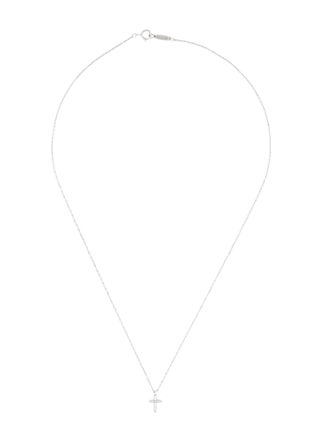 Tiffany & Co. 18K Diamond Mini Cross Pendant Necklace