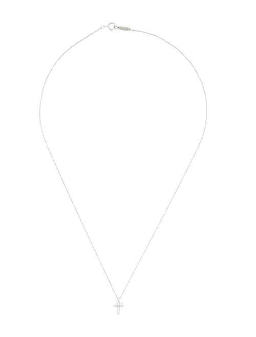 Tiffany & Co. 18K Diamond Mini Cross Pendant Necklace