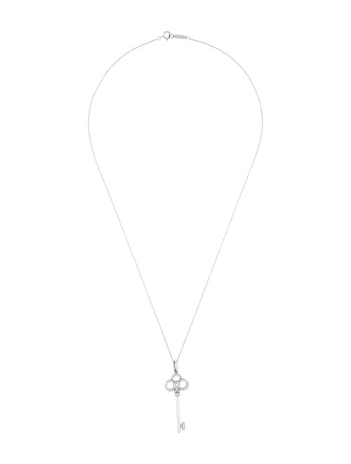 Tiffany & Co. 18K Diamond Crown Key Pendant Necklace