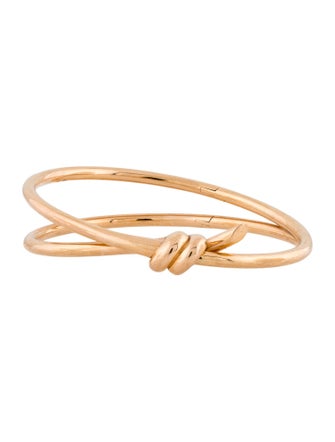 Tiffany & Co. 18K Knot Double Row Hinged Bangle Bracelet