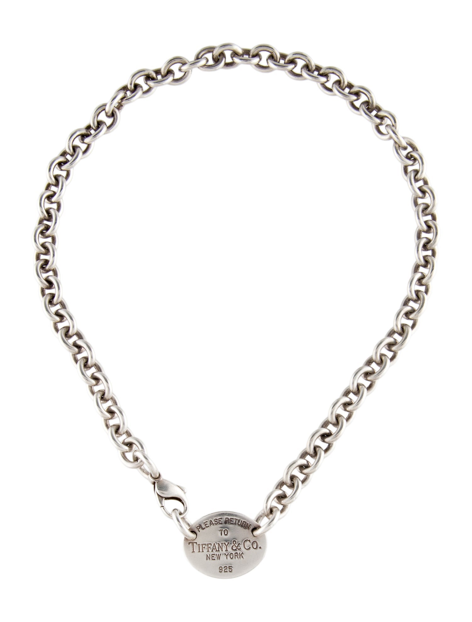 Tiffany & Co. Oval Tag Chain Link Choker Necklace