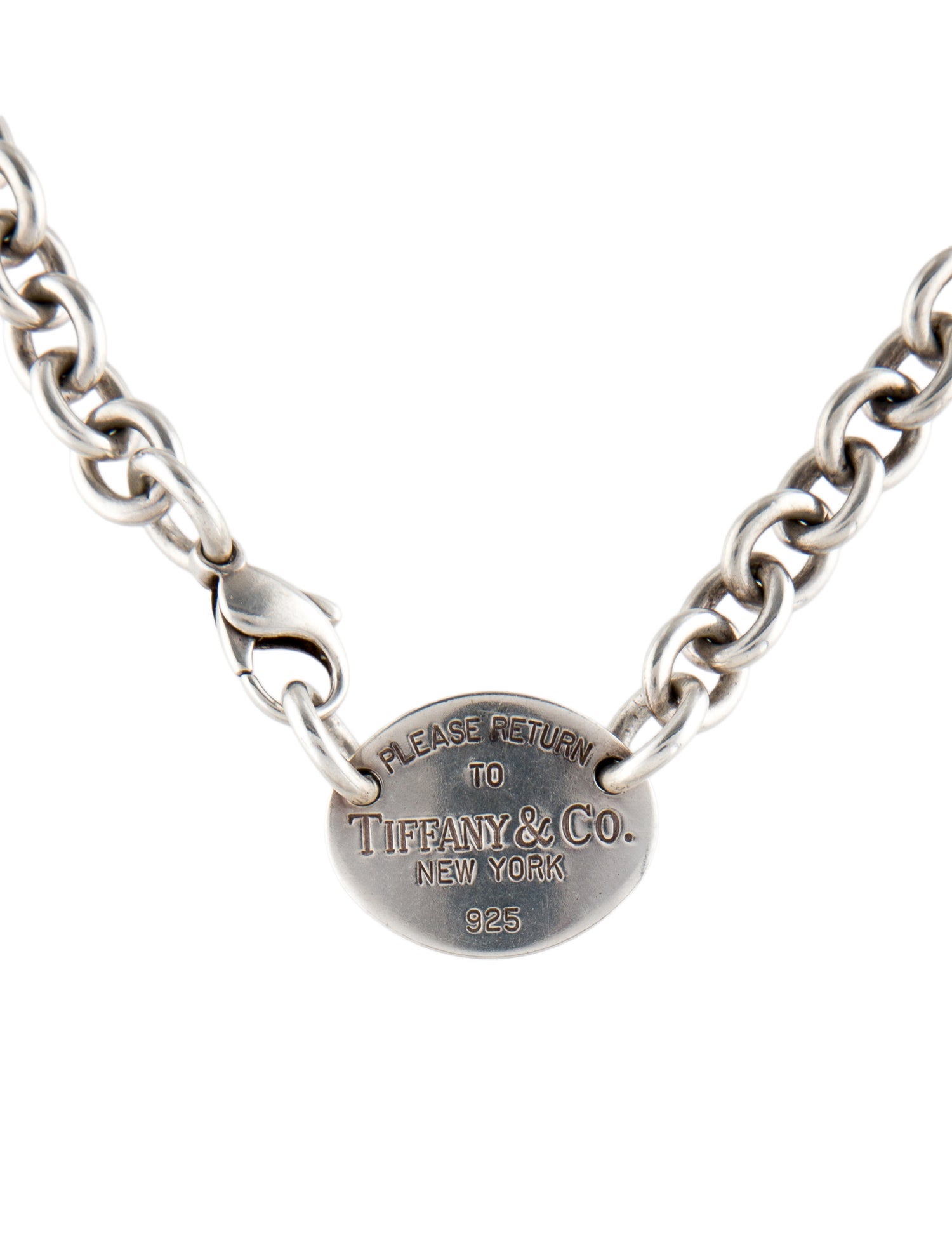 Tiffany & Co. Oval Tag Chain Link Choker Necklace