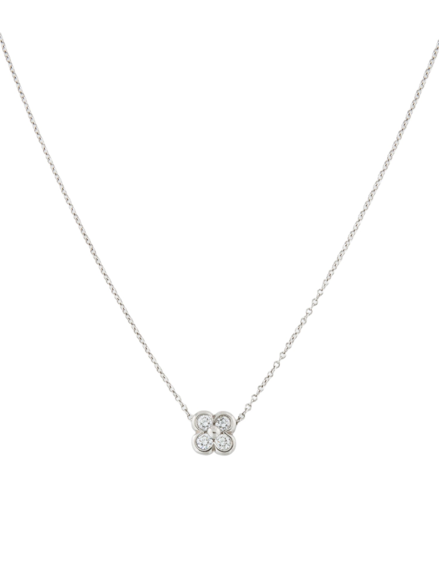 Tiffany & Co. Platinum Diamond Lace Flower Pendant Necklace