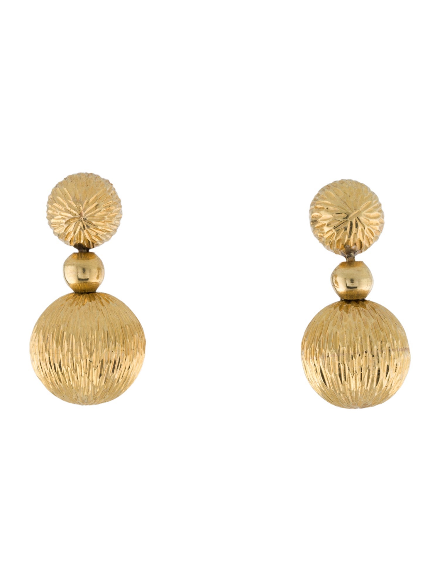Tiffany & Co. 18K Vintage Textured Ball Drop Earrings