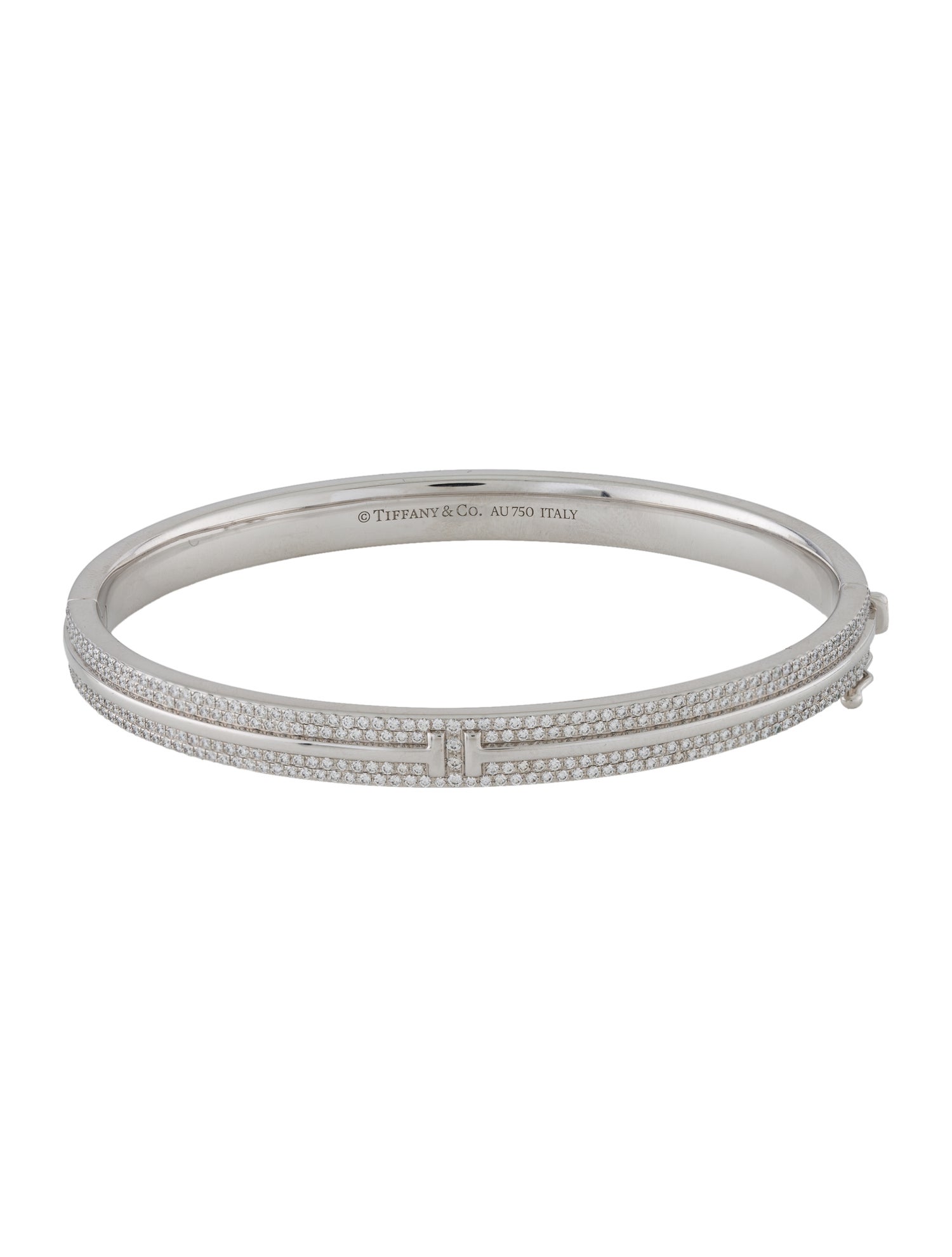 Tiffany & Co. 18K Diamond Pavé T Hinged Bangle
