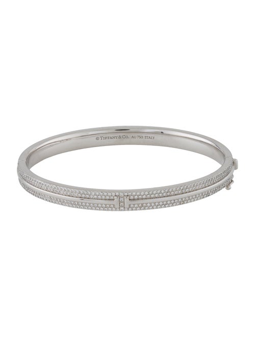 Tiffany & Co. 18K Diamond Pavé T Hinged Bangle
