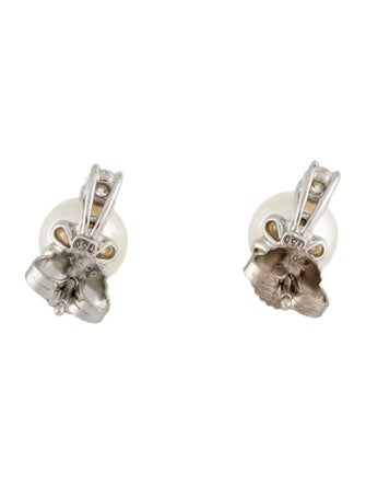 Tiffany & Co. 18K Akoya Cultured Pearl & Diamond Signature Stud Earrings