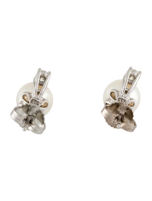 Tiffany & Co. 18K Akoya Cultured Pearl & Diamond Signature Stud Earrings